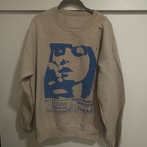 Taylor Swift Beige and Blue Graphic Crewneck Midnights